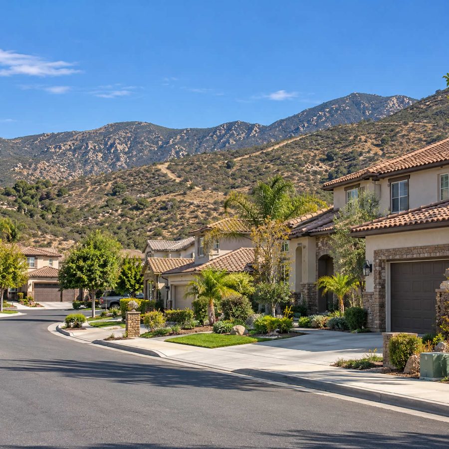 Murrieta neighborhood homes beside open hills